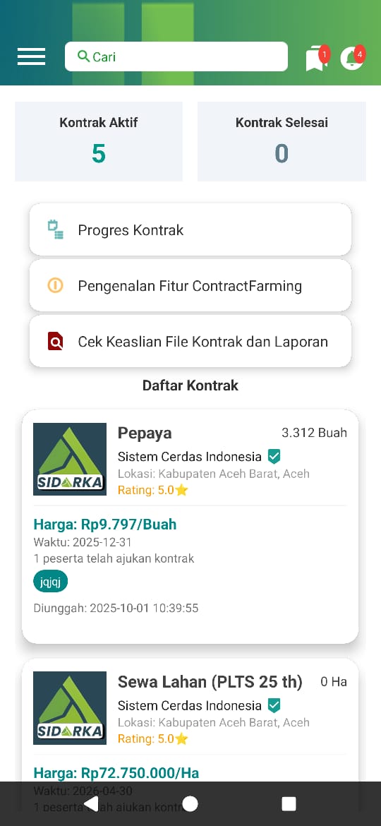 Dashboard Aplikasi CoFarm