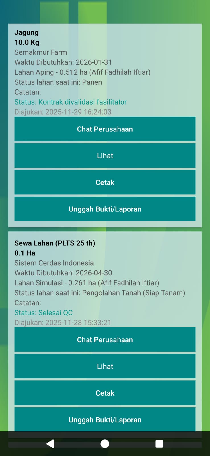 Progres Kontrak Petani CoFarm